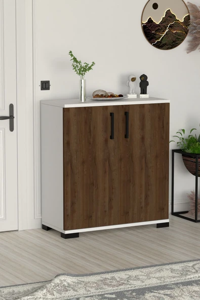 Athena Çok Amaçlı 2 Kapaklı ,Kahve Köşesi,Mutfak,Banyo, Kiler Dolabı Ceviz - Resim 2