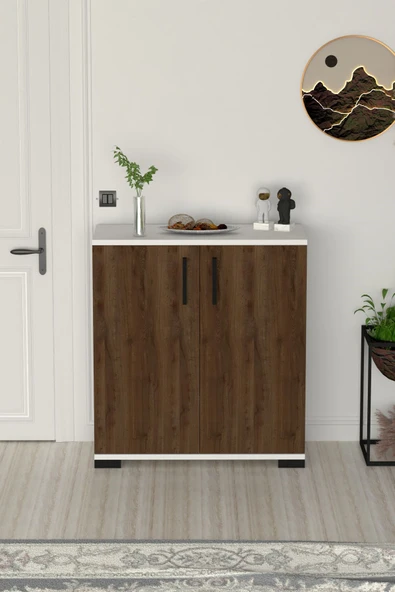 Athena Çok Amaçlı 2 Kapaklı ,Kahve Köşesi,Mutfak,Banyo, Kiler Dolabı Ceviz ürün görseli 1