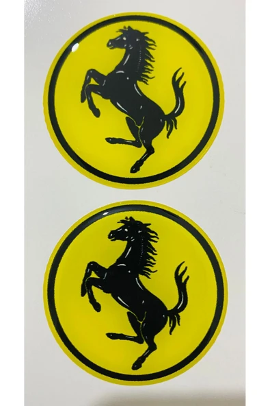 Ferrari Logo Sarı (5X5 CM) Ikili Damla Etiket