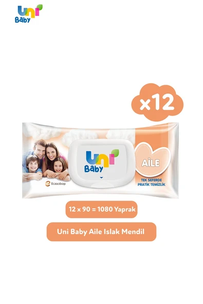 Uni Baby Aile Islak Mendil 90 Lı X12