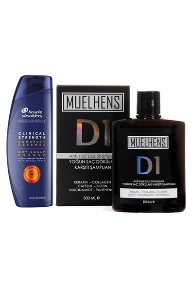 Clinical Strength Şampuan 400 ml + Muelhens D1 Anti- Hair Loss Şampuan 500 ml
