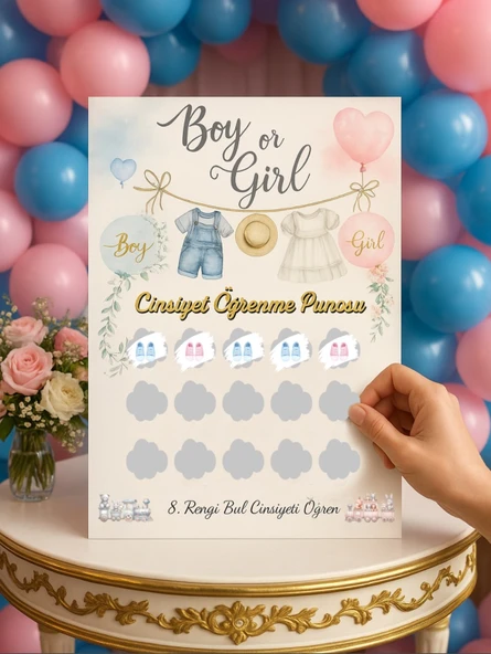 Cinsiyet Partisi Kazı Kazan Tahmin Panosu Kız 34x48 cm ürün görseli 1