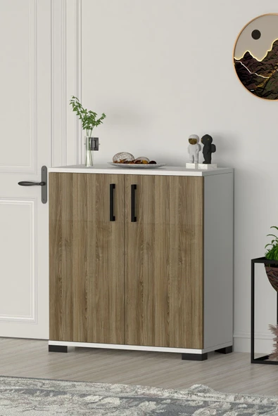 Athena Çok Amaçlı 2 Kapaklı ,Kahve Köşesi,Mutfak,Banyo, Kiler Dolabı Meşe - Resim 3