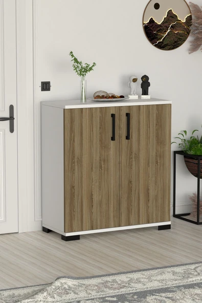 Athena Çok Amaçlı 2 Kapaklı ,Kahve Köşesi,Mutfak,Banyo, Kiler Dolabı Meşe - Resim 2