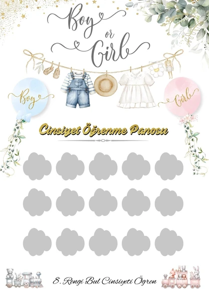 Cinsiyet Partisi Kazı Kazan Tahmin Panosu Kız 34x48 cm - Resim 4