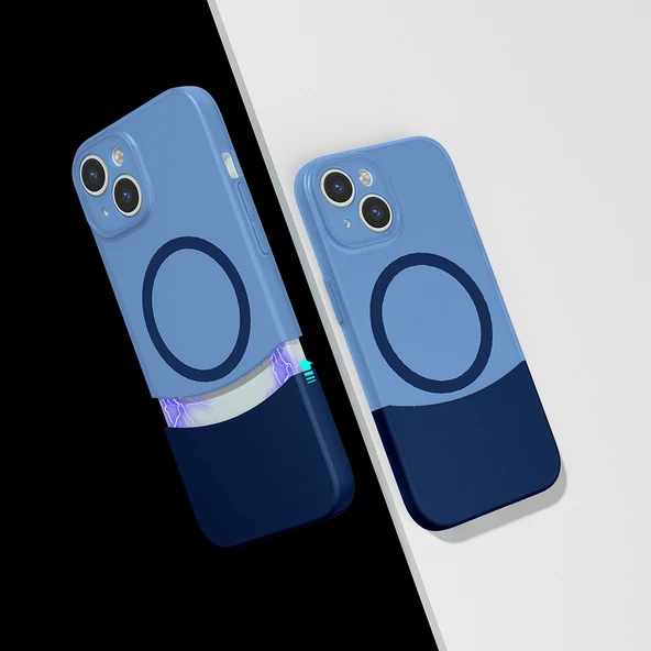 Apple iPhone 15 Kılıf M-Safe Şarj Özellikli Mıknatıslı Zore Duble Kapak - 5