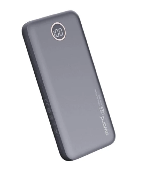 Sword 10F53 22.5W 10000 mAh Gri USB Kablolu Hızlı Şarj Powerbank