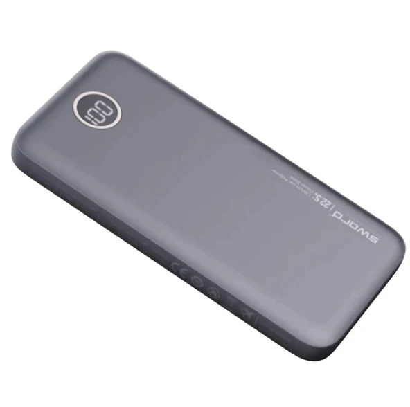 Sword 10F53 22.5W 10000 mAh Gri USB Kablolu Hızlı Şarj Powerbank - 5