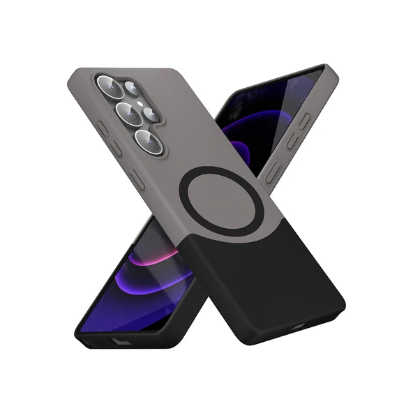 Galaxy S24 Ultra Kılıf M-Safe Şarj Özellikli Mıknatıslı Zore Duble Kapak - 3