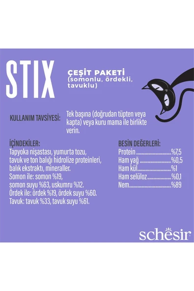 Schesir Stix 2 X Tavuk / 2 X Somonlu / 2 X Ördekli Krem Çeşit Paketi 6 X 15 G - 2