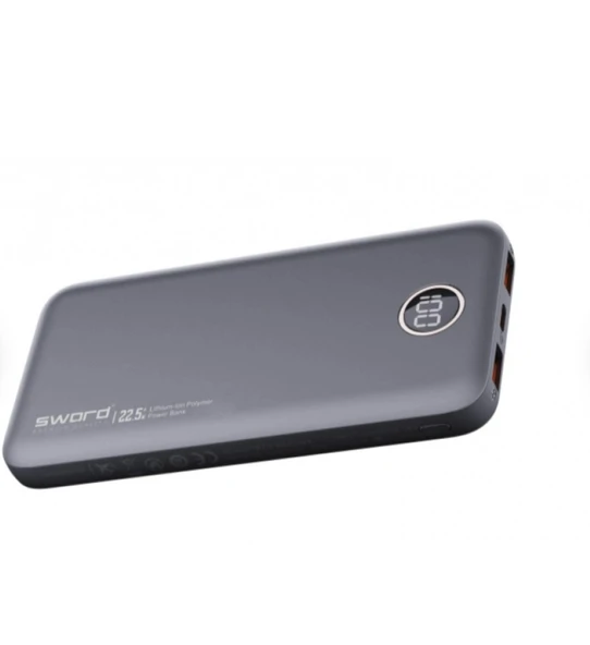 Sword 10F53 22.5W 10000 mAh Gri USB Kablolu Hızlı Şarj Powerbank - 2