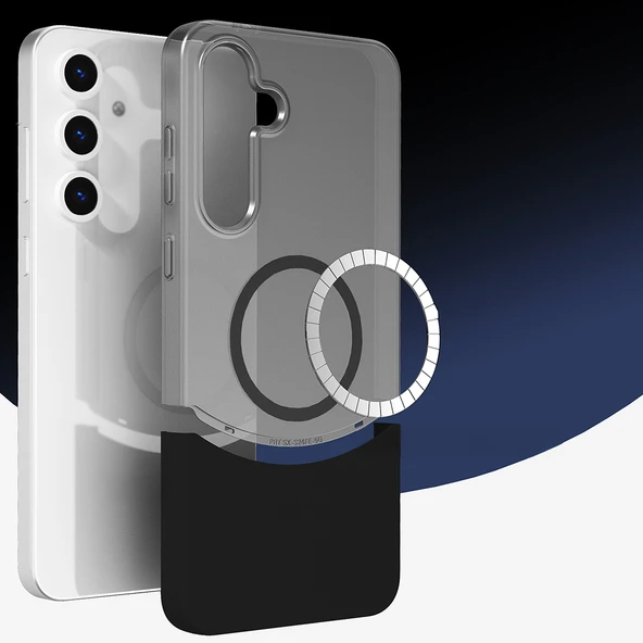 Galaxy S25 Kılıf M-Safe Şarj Özellikli Mıknatıslı Zore Duble Kapak - 3
