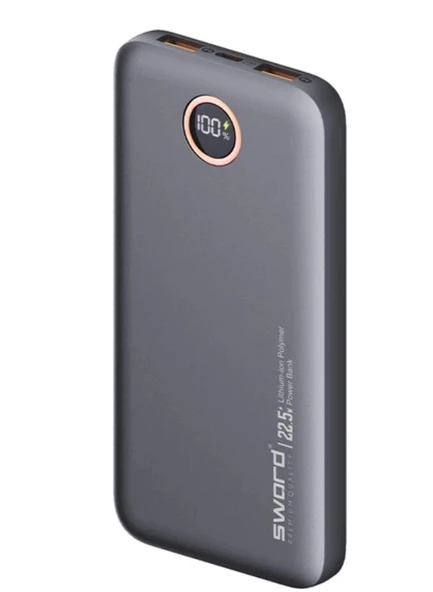 Sword 10F53 22.5W 10000 mAh Gri USB Kablolu Hızlı Şarj Powerbank - 3