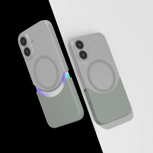 Apple iPhone 16 Kılıf M-Safe Şarj Özellikli Mıknatıslı Zore Duble Kapak - 7