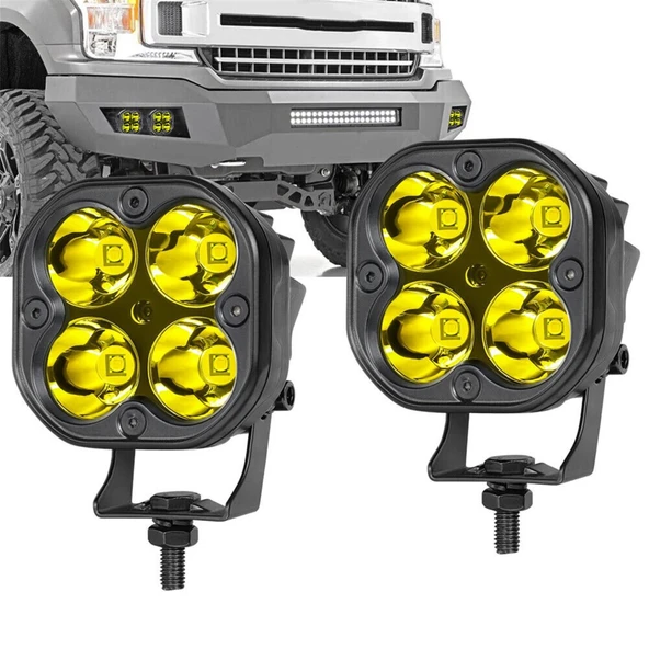 Off Road Ve Arazi Aracı 3 inç Amber Sarı Renk Çalışma Ve Sis Lambası 2 ADET