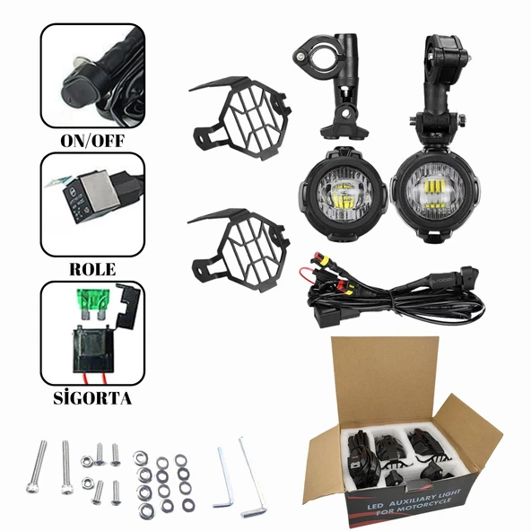 Enduro GS Serileri Uyumlu Motosiklet LED Sis Farı Yüksek Performans Metal Gövde 12V-24V 40W 2 Adet - 6