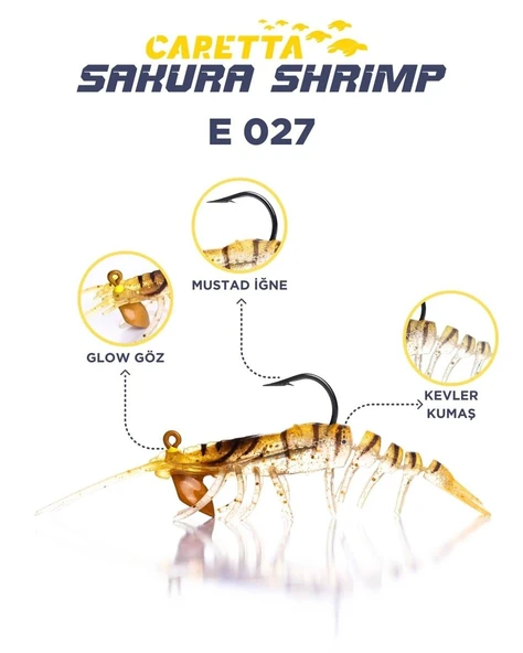 Caretta Sakura Shrimp 6.5gr 76mm Silikon Karides Yem - 3