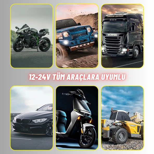 LED DRL Motosiklet Sis Farı Çakarlı Off Road 4 Mod Delici Yüksek Performans Metal Far Seti - 8