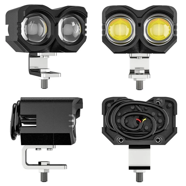 Motosiklet Sis Farı 2 ADET Metal Kasa Baykuş Model Delici Beyaz Sarı Çift Renk 12-80 Volt - 5