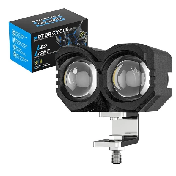 Motosiklet Sis Farı 2 ADET Metal Kasa Baykuş Model Delici Beyaz Sarı Çift Renk 12-80 Volt
