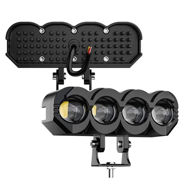 Motosiklet 4 Led Lazer Sis Farı 2 ADET Delici Beyaz Sarı Çift Renk Metal Baykuş Led Işık - 7