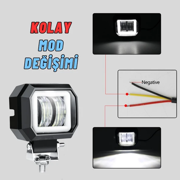 Motosiklet Atv Sis Farı Angelli 2 ADET SET ANGEL RENK SEÇENEKLİ - 4