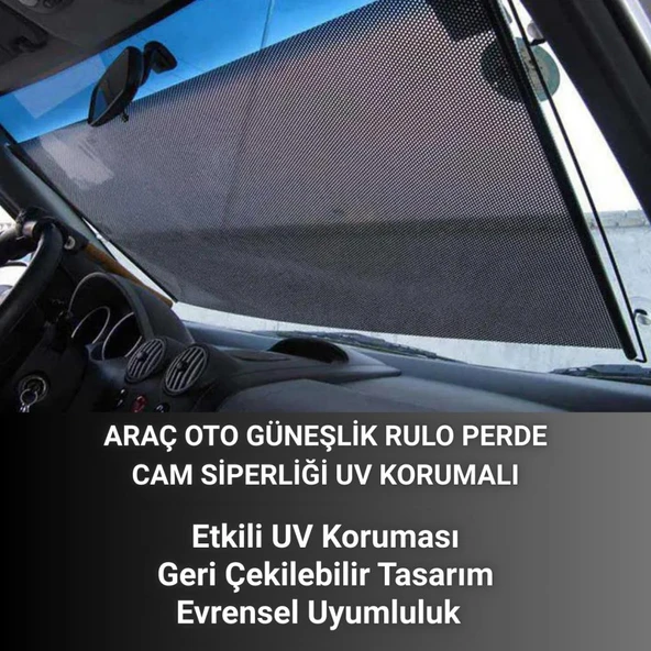 Polham 68x125 Cm Geri Çekilebilen Araç İçi Ön Cam Güneşlik, Ev Tipi Cam Güneşlik UV Engelleyici Perde - 2