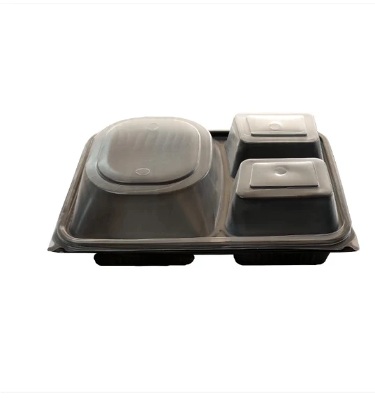 3 Bölmeli Hamburger Kabı Set - V411 ( 50 Adet ) ürün görseli 1