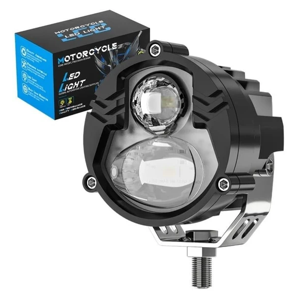 Motosiklet LED Sis Farı 2 ADET Metal Kasa Yüksek Güçlü Delici Spot Beyaz Sarı Çift Renk