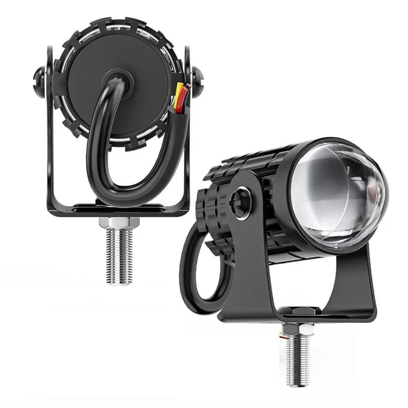 Motosiklet Sis Farı 2 ADET Delici Yüksek Parlak Beyaz Sarı Çift Renk Spot Led Far - 7