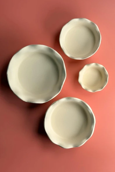 Tart Kase 4'lü Set - Seramik Bisküvi (Ham Ürün) - 6