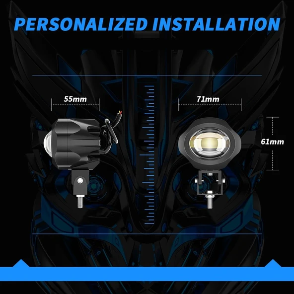 Motosiklet Sis Farı Spot Led Beyaz Sarı Renk Metal Kasa 2 ADET Takım Motosiklet Ekipman Lamba - 3