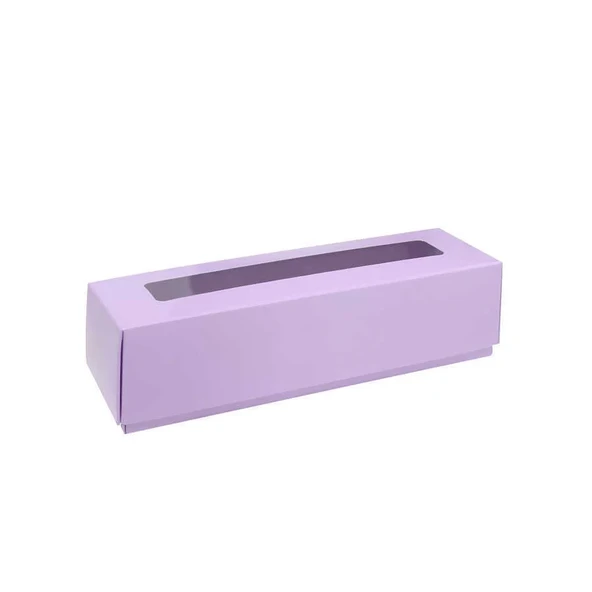 Kapaklı Makaron Kutusu Lila 5x20x5 cm