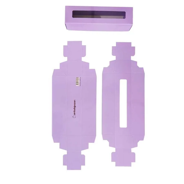 Montajsız Kapaklı Makaron Kutusu Lila 5x20x5 cm - 50 Adet