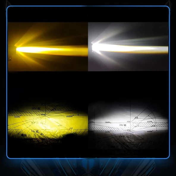 Motosiklet Led Lazer Sis Farı 2 ADET Delici Modifiye Beyaz Sarı Çift Renk 12-80 Volt - 6