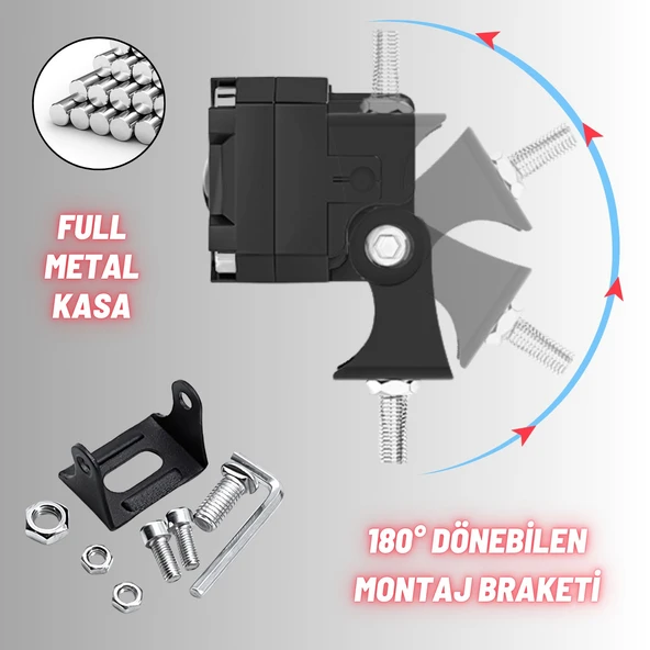 Motosiklet Scooter Sis Farı 3 Mod Delici Işık Beyaz Sarı Metal Kasa 12V/24V Led Işık 2 ADET - 4