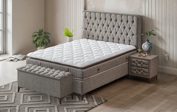 PAFFİA BEDDİNG  Loft 160X200 Baza+Başlık+Yatak Set