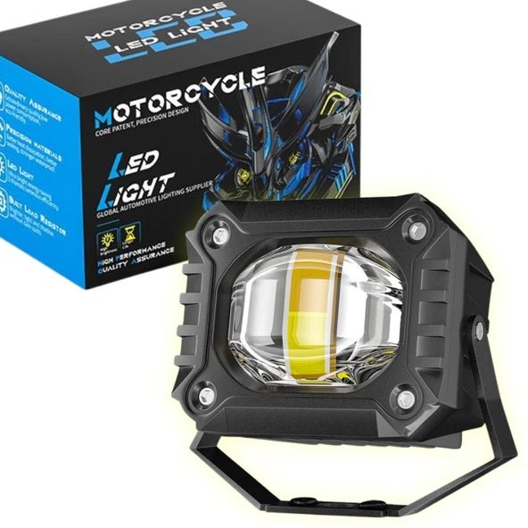 Motosiklet Scooter Led Sis Farı Set Delici Işık Beyaz Sarı Metal Kasa 2 ADET