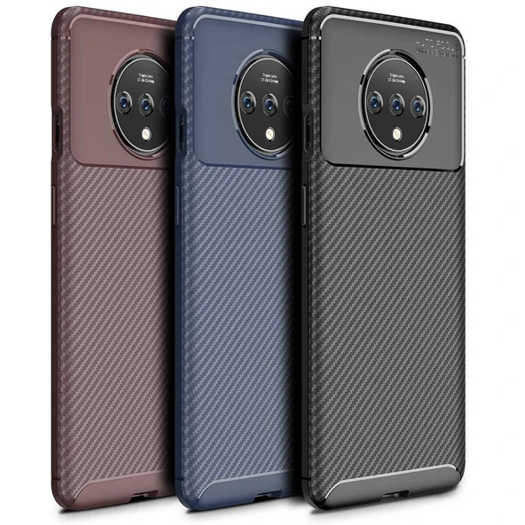 OnePlus 7T Karbon Desenli Negro Silikon Kılıf ürün görseli 1