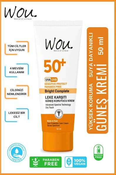 Wou Leke Karşıtı Yüksek Koruma Güneş Kremi Spf50 Yüksek Korumalı Güneş Kremi 50 ML - 2