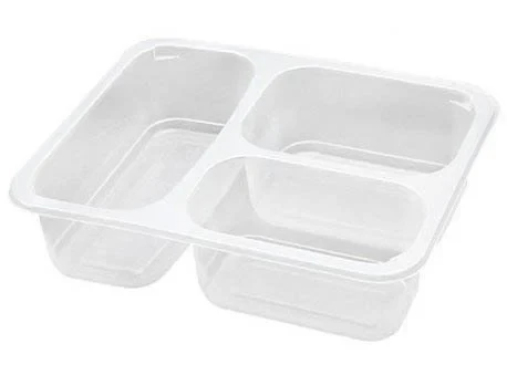 Üç Bölmeli Plastik Servis Yemek Kabı 50 Adet. - 2