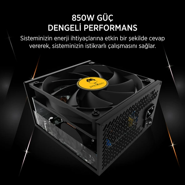 James Donkey JDP850 APFC 12CM 850W Bronze 80+ ATX 3.1 PCI-E 5.1 Power Supply - Resim 2