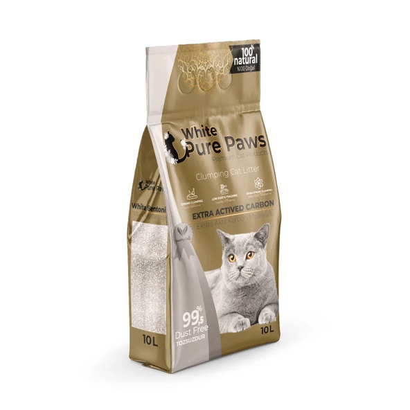 White Pure Paws Aktif Karbonlu Kedi Kumu 10L