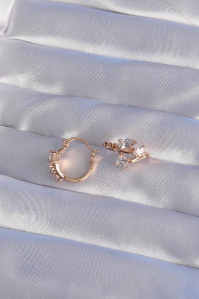 XUPİNG Rose Renk Zirkon Taşlı Halka Küpe - TJ-BKP9358 - 3