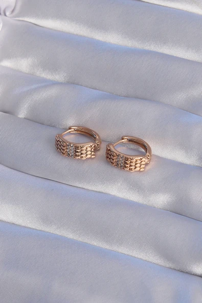 XUPİNG Rose Renk Zirkon Taşlı İşlemeli Halka Küpe - TJ-BKP9362 - 2