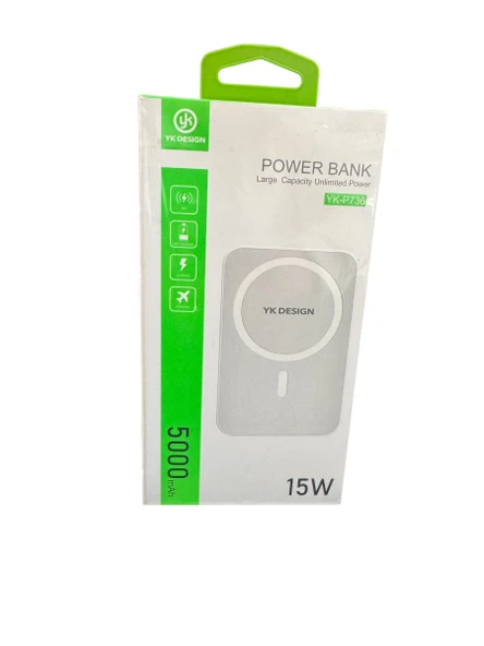 YK Design P736 Wireless Magnetic Magsafe Powerbank Kablosuz 15W 5000 mAh - 4