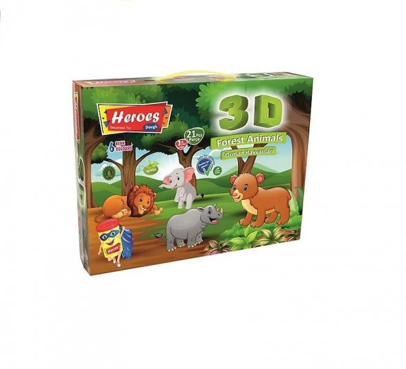 Oyun Hamuru Kalıbı Heroes 3D Orman Hayvanları Oyun Hamuru Seti 21 Parça