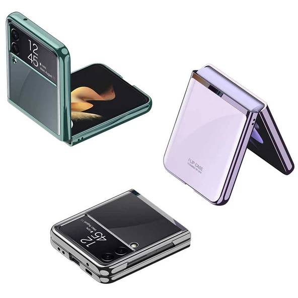 Galaxy Z Flip 3 Kılıf Zore Kıpta Metal Görünümlü İnce Kılıf - Resim 7