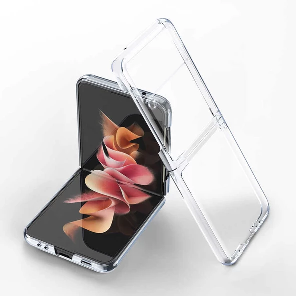 Galaxy Z Flip 3 Kılıf Zore Kıpta Metal Görünümlü İnce Kılıf - Resim 4