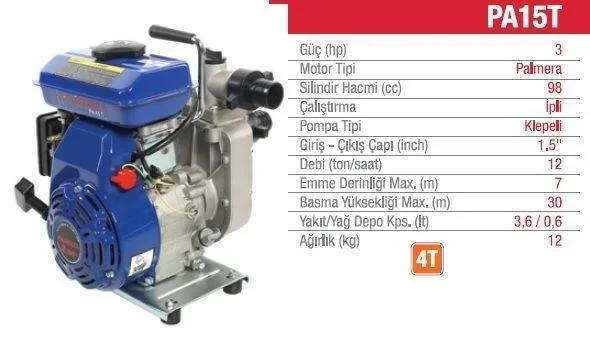 Palmera PA 15T Benzinli Su Motoru 4 Zamanlı 1,5'' Parmak - 2